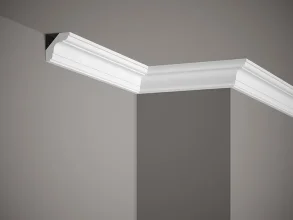 Stropná lišta – HLADKÁ, tvrdý plast ProFoam® (polyuretán), základný biely náter (pretierateľný), 44 x 44 x 2000 mm