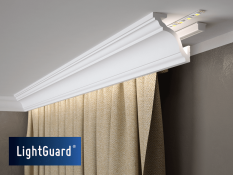 Garnižová LED osvetľovacia lišta, NEPRIAME OSVETLENIE, tvrdý plast PolyForce (HD Polymer), základný biely náter (pretierateľný), 81 x 81 x 2000 mm