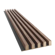 Dřevěné lamely ŠIROKÉ na ČERNÉ desce (MDF), OŘECH DÝHA, 46 x 300 x 2750 mm (0,825 m2)