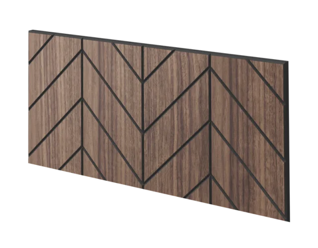 Lamelový panel VERSANNE - DÝHA Z AMERICKÉHO OŘECHU, 600 x 300 mm, ČERNÝ MDF PANEL