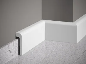 Podlahová lišta – PREMIUM, tvrdý plast PolyForce (HD Polymer), kvalitní bílý lak (finální povrch), 110 x 22 x 2000 mm
