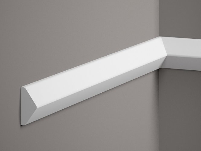VZOREK - Nástěnná lišta – HLADKÁ, tvrdý plast PolyForce (HD Polymer), základní bílý nátěr (přetíratelný), 40 x 19 x 100 mm