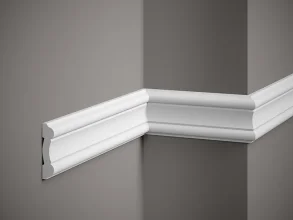 Nástenná lišta – HLADKÁ, tvrdý plast ProFoam® (polyuretán), základný biely náter (pretierateľný), 81 x 19 x 2000 mm