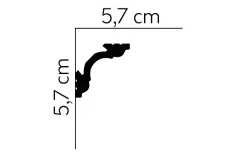 Stropná LED osvetľovacia lišta, NEPRIAME OSVETLENIE, tvrdý plast PolyForce (HD Polymer), základný biely náter (pretierateľný), 57 x 57 x 2000 mm
