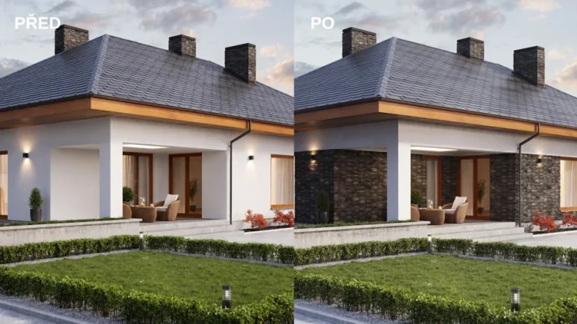 Kamenný obklad, Z BETONU, PORTO 2, tmavě šedá, 110 x 540 mm, tloušťka 19 - 30 mm, 0.36 m2