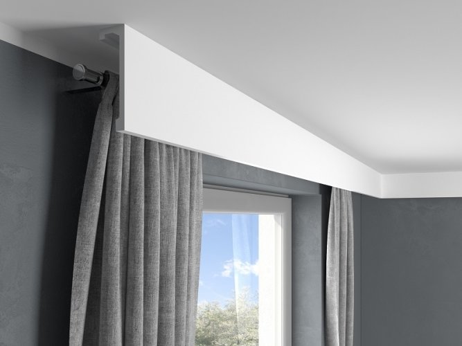 Garnýžová LED osvětlovací lišta, NEPŘÍMÉ OSVĚTLENÍ, tvrdý plast PolyForce (HD Polymer), základní bílý nátěr (přetíratelný), 148 x 46 x 2400 mm