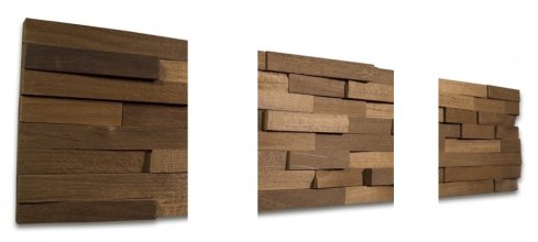 SPLITT MINI WOOD,  DUB TERMO, 8 řad, štípaný obklad  - balení obsahuje 3 kusy panelů (180 x 180 mm)