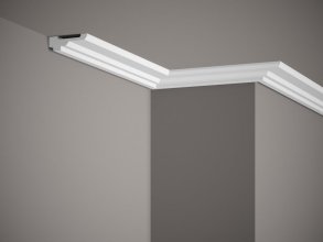 Stropní lišta – HLADKÁ, tvrdý plast ProFoam® (Polyuretan), základní bílý nátěr (přetíratelný), 21 x 62 x 2000 mm