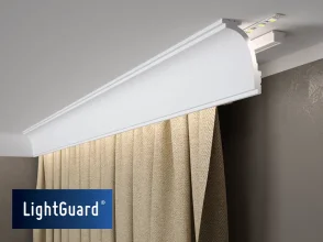 Garnižová LED osvetľovacia lišta, NEPRIAME OSVETLENIE, tvrdý plast PolyForce (HD Polymer), základný biely náter (pretierateľný), 92 x 62 x 2000 mm