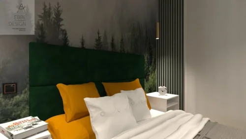 Realizace obkladu v ložnici z úzkých černých lamel
