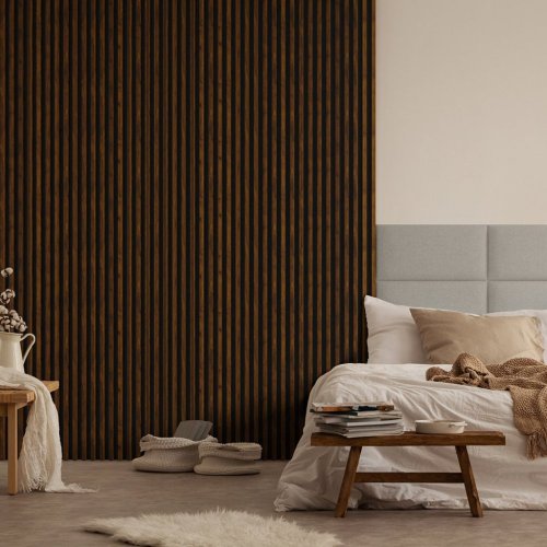 LINEA COMFORT 5 dřevěné lamely na desce - hazelnut | černá, 2650 x 246 x 30 mm