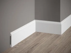 Podlahová lišta – HLADKÁ, tvrdý plast PolyForce (HD Polymer), základní bílý nátěr (přetíratelný), 81 x 10 x 2000 mm