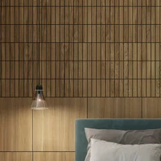 Lamelový panel BARCELONA - DUBOVÁ DYHA, ČIERNY podklad MDF, 600 x 600 x 11 mm