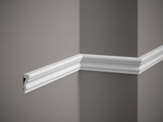 VZOREK - Nástěnná lišta – HLADKÁ, tvrdý plast PolyForce (HD Polymer), základní bílý nátěr (přetíratelný), 52 x 17 x 100 mm