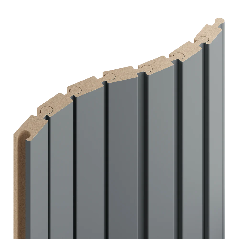 Lamely Puzzle, GRAFIT (ANTRACIT), obložení zakřivených a oblých stěn, 46 x 18 x 2750 mm