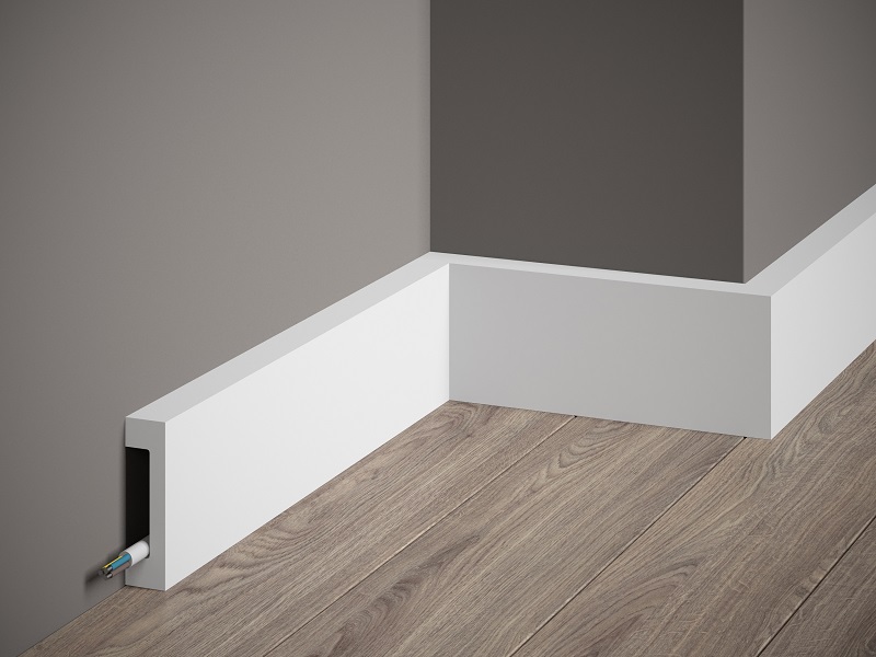 Podlahová lišta – PREMIUM, tvrdý plast PolyForce (HD Polymer), kvalitní bílý lak (finální povrch), 80 x 17 x 2000 mm
