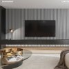 Akustický panel ACOUSTIC LINE - glacier grey | černá, 2650 x 245 x 22 mm, lamely MDF + FINISH FOLIE, akustický podklad FILC