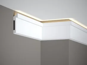 Stropná LED osvetľovacia lišta, NEPRIAME OSVETLENIE, tvrdý plast PolyForce (HD Polymer), základný biely náter (pretierateľný), 110 x 27 x 2000 mm