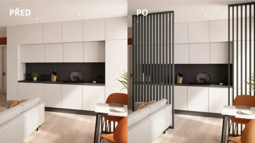 Dělící lamelová stěna - GRAFIT (ANTRACIT), (kompletní sada), MDF + FINISH FOLIE, 29 předpřipravených šířek od 510 do 2750 mm, libovolná výška (maximálně 2750 mm), 70 mm tloušťka příčky - Typ lamel: Kolmo k základně