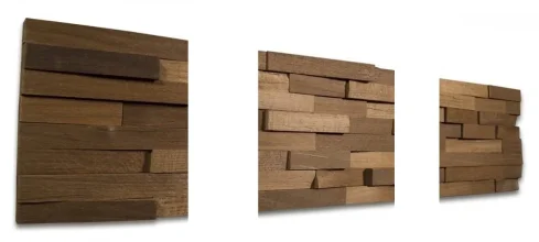 SPLITT MINI WOOD, DUB TERMO, 8 řad, štípaný obklad - balení obsahuje 3 kusy panelů (180 x 180 mm)