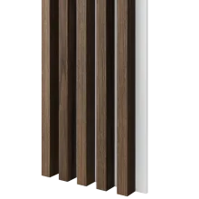 Dřevěné lamely ŠIROKÉ na BÍLÉ desce (MDF), KLASICKÝ OŘECH, 46 x 300 x 2750 mm (0,825 m2)