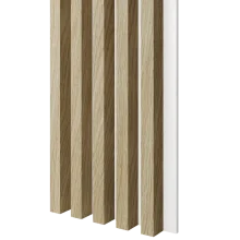 Dřevěné lamely ŠIROKÉ na BÍLÉ desce (MDF), EVROPSKÝ DUB CPL, 46 x 300 x 2750 mm (0,825 m2)