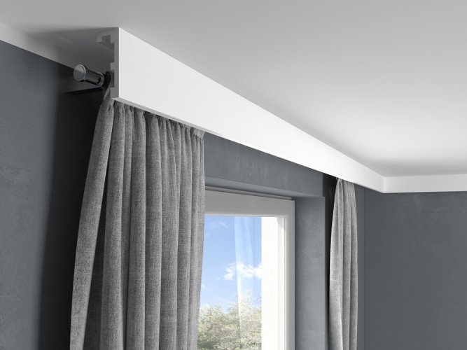 Garnižová LED osvetľovacia lišta, NEPRIAME OSVETLENIE, tvrdý plast PolyForce (HD Polymer), základný biely náter (pretierateľný), 100 x 41 x 2400 mm