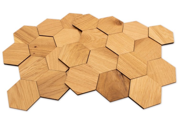 HEXAGON, DUB,  300 x 300 mm na samolepícím podkladu