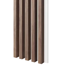 Dřevěné lamely ŠIROKÉ na BÍLÉ desce (MDF), OŘECH DÝHA, 46 x 300 x 2750 mm (0,825 m2)