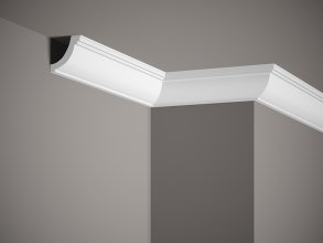 Stropní lišta – HLADKÁ, tvrdý plast ProFoam® (polyuretan), základní bílý nátěr (přetíratelný), 50 x 50 x 2000 mm