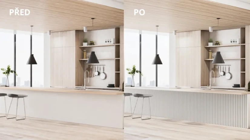 LINEA SLIM SINGLE - Drevená lamela na stenu, biela, 2650 x 22 x 27 mm