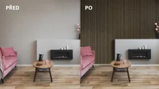 LINEA SLIM 3 dřevěné lamely na desce - černá | dub, 2650 x 150 x 30 mm