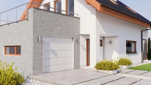 Realizace betonového obkladu AMSTERDAM 2 – Šedá garáž ze všech stran