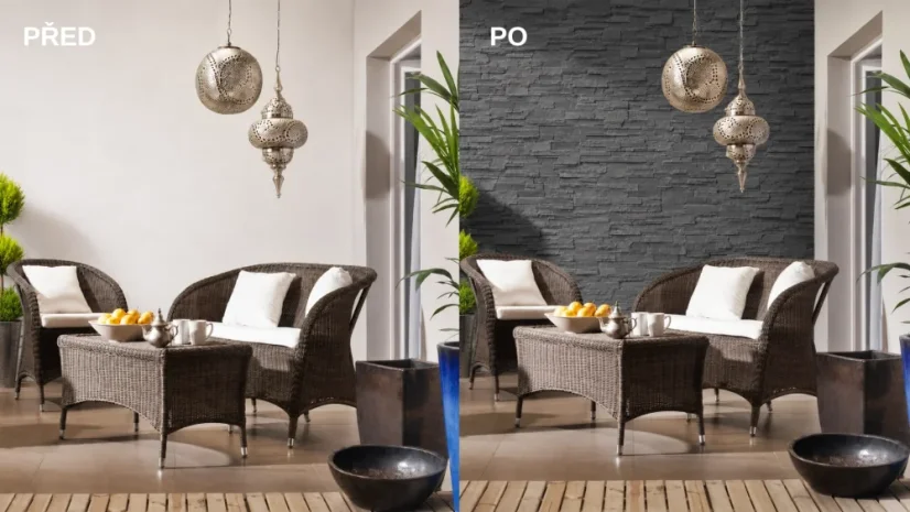 Kamenný obklad, Z BETONU, SAKURA 2, tmavě šedá, 145 x 550 mm, tloušťka 14 - 26 mm, 0.48 m2
