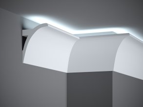 Stropní LED osvětlovací lišta, NEPŘÍMÉ OSVĚTLENÍ, tvrdý plast PolyForce (HD Polymer), základní bílý nátěr (přetíratelný), 130 x 91 x 2000 mm