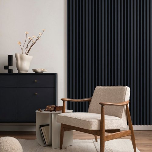LINEA COMFORT 5 dřevěné lamely na desce - woodblue | černá, 2650 x 246 x 30 mm