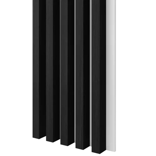 Dřevěné lamely ŠIROKÉ na BÍLÉ desce (MDF), ČERNÝ DUB, 46 x 300 x 2750 mm (0,825 m2)