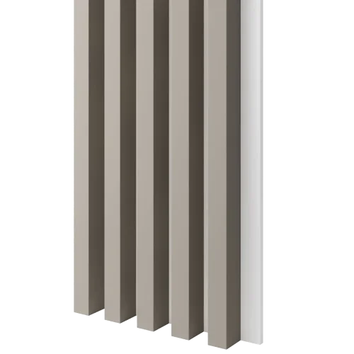 Dřevěné lamely ŠIROKÉ na BÍLÉ desce (MDF), PÍSKOVÁ BÉŽOVÁ, 46 x 300 x 2750 mm (0,825 m2)