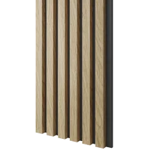 Dřevěné lamely ÚZKÉ na ČERNÉ desce (MDF), EVROPSKÝ DUB, CPL PREMIUM, 24 x 300 x 2750 mm (0,825 m2)