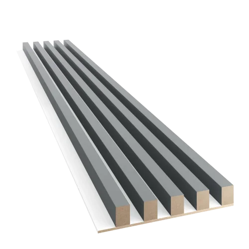 Dřevěné lamely ŠIROKÉ na BÍLÉ desce (MDF), GRAFIT (ANTRACIT), 46 x 300 x 2750 mm (0,825 m2)