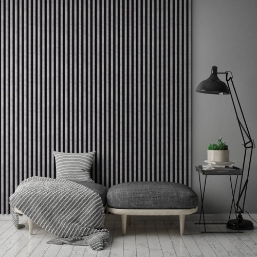 LINEA COMFORT 5 drevené lamely na doske - urban | čierna, 2650 x 246 x 30 mm