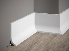 Podlahová lišta – PREMIUM, tvrdý plast PolyForce (HD Polymer), kvalitní bílý lak (finální povrch), 135 x 40 x 2000 mm