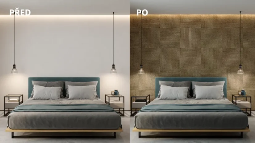 Lamelový panel BREKKA - DUBOVÁ DÝHA, ČERNÝ podklad MDF, 600 x 600 x 11 mm
