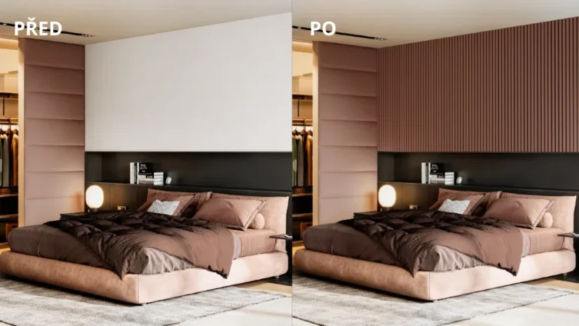 Akustický panel ACOUSTIC LINE - terracote | čierna, 2650 x 245 x 22 mm, lamely MDF + FINISH FILE, akustický podklad FILC