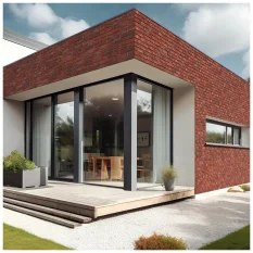 Cihlový obklad, ROH, Z BETONU, CAMBRIDGE 18, červená, 80 x 190 mm x 63 mm, tloušťka 12-18 mm, 1,75 bm