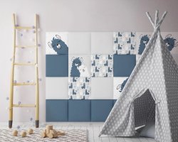 Realizace čalouněných panelů PRINT KIDS – Modré dětské motivy v pokoji