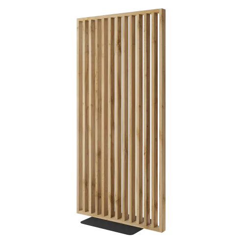 Dělící lamelová stěna s podstavcem - volně stojící, 990 x 2005 mm, (MDF), DUB WOTAN - Typ lamel: Kolmo k základně