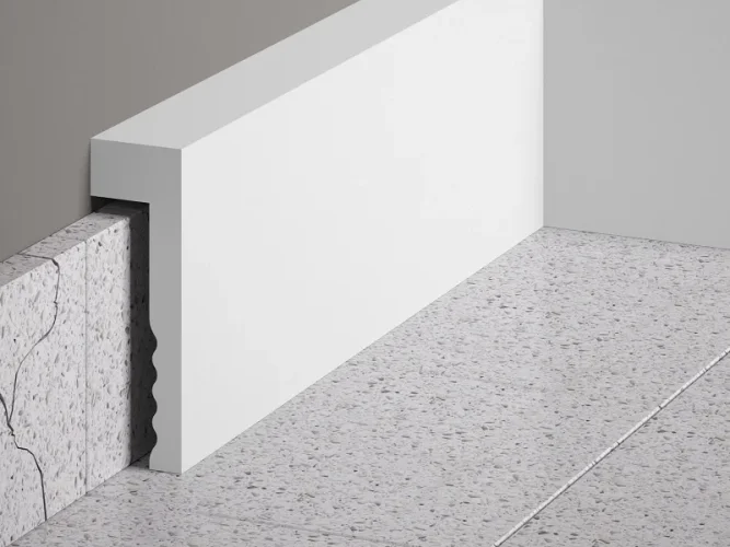 Podlahová lišta – HLADKÁ, tvrdý plast PolyForce (HD Polymer), základní bílý nátěr (přetíratelný), 101 x 23 x 2000 mm