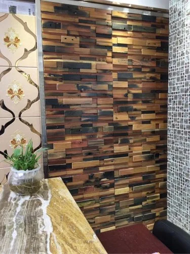 Drevená lodná mozaika - obkladový panel 300 x 300 x 7-14 mm (0,09 m²)