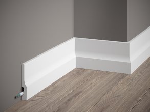 Podlahová lišta – HLADKÁ, tvrdý plast PolyForce (HD Polymer), základní bílý nátěr (přetíratelný), 100 x 16 x 2000 mm